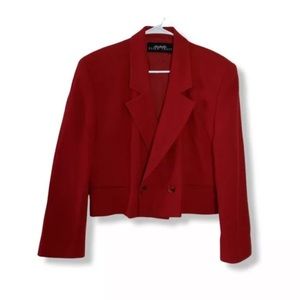 Lynda Allarfod by Ellen Tracy Women’s Red Blazer 12 Solid Long Sleeve Co…